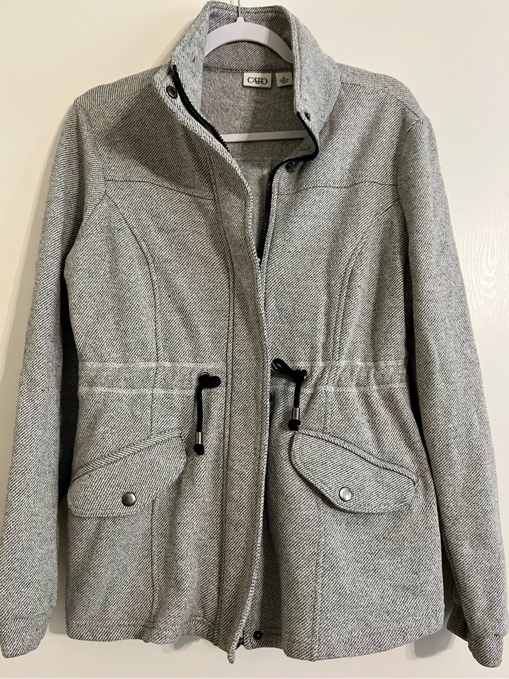 Cato Gray Drawcord Zip-Front Utility Jacket